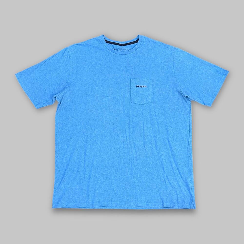 Patagonia Responsibili-Tee Blue Graphic Pocket T-Shirt Men’s XL